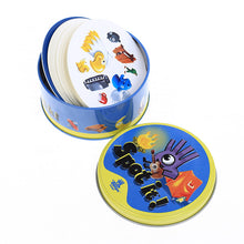 Load image into Gallery viewer, spot it and dobble card game table Board Game For Dobbles Kids Spot Cards It Go Camping Metal Tin Box SHALOM HALLOWEEN toys

