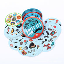 Load image into Gallery viewer, spot it and dobble card game table Board Game For Dobbles Kids Spot Cards It Go Camping Metal Tin Box SHALOM HALLOWEEN toys
